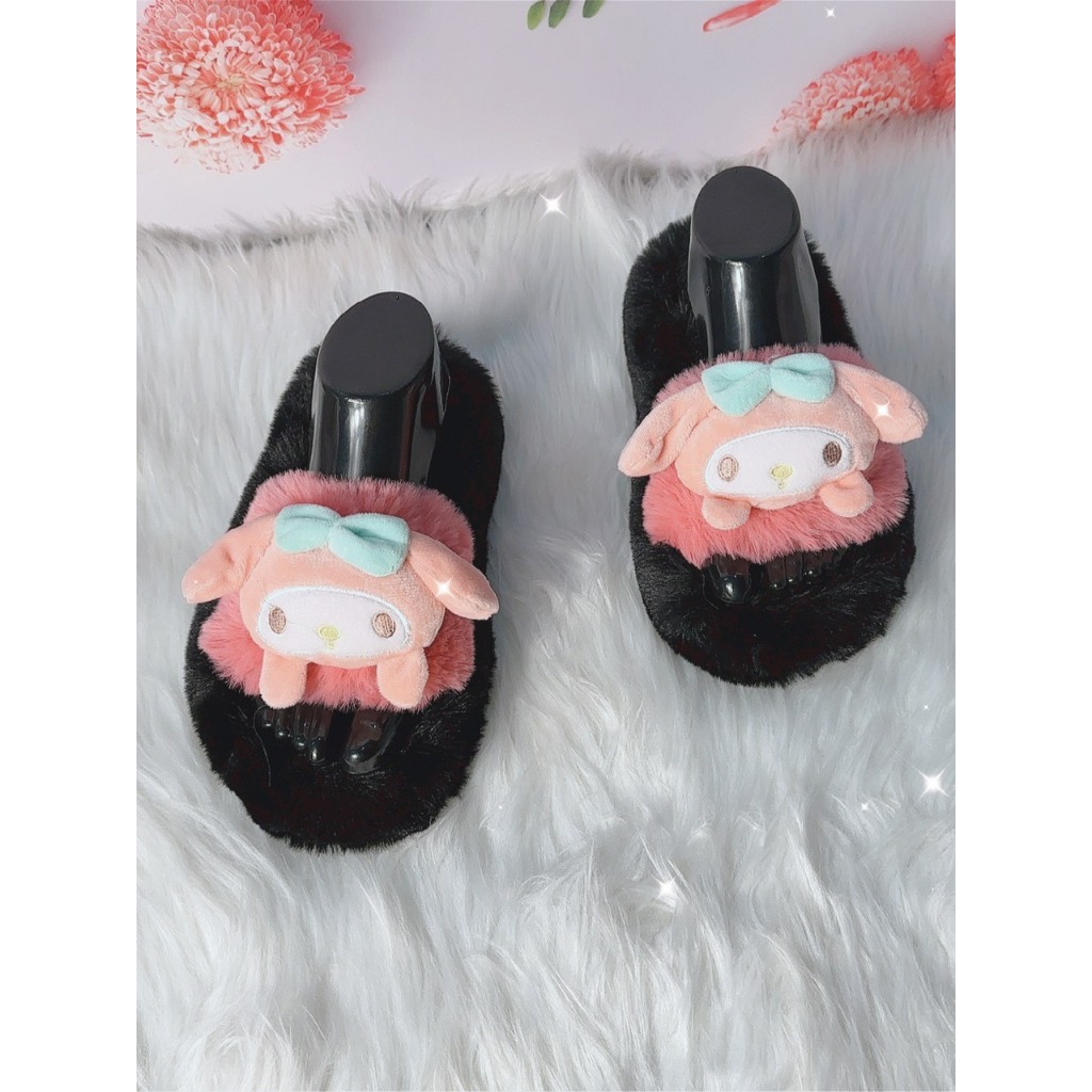 Dép nữ .dép lê .dép lông 1 quai gắn thỏ bông to