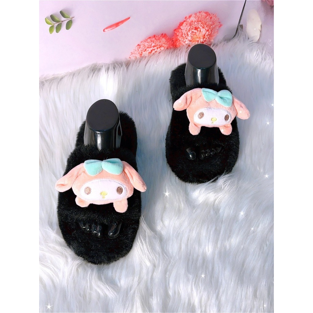 Dép nữ .dép lê .dép lông 1 quai gắn thỏ bông to