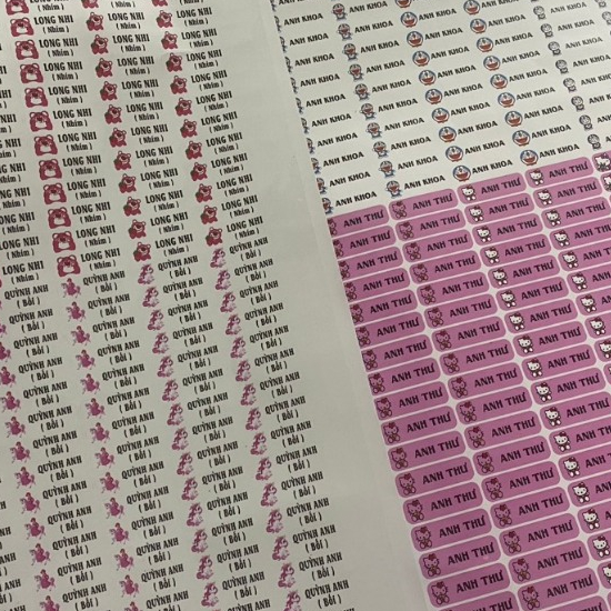 150 Sticker in tên bé theo yêu cầu - Decal Nhựa - Chống Nước