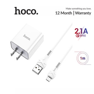 Bộ sạc hoco c81 sạc nhanh 2.1a chân dẹt 1 cổng usb kèm dây sạc micro dài 1m