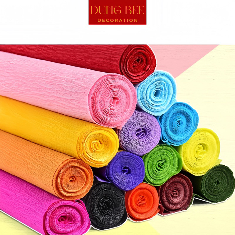 Cuộn Giấy Nhún Làm Hoa Đủ Màu- Giấy Nhăn Làm Hoa Mỹ Thuật 50cm*2,5m