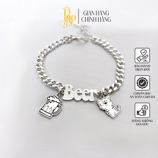 Lắc tay khắc tên BNP đơn Bạc ta , hoạ tiết kèm con giáp