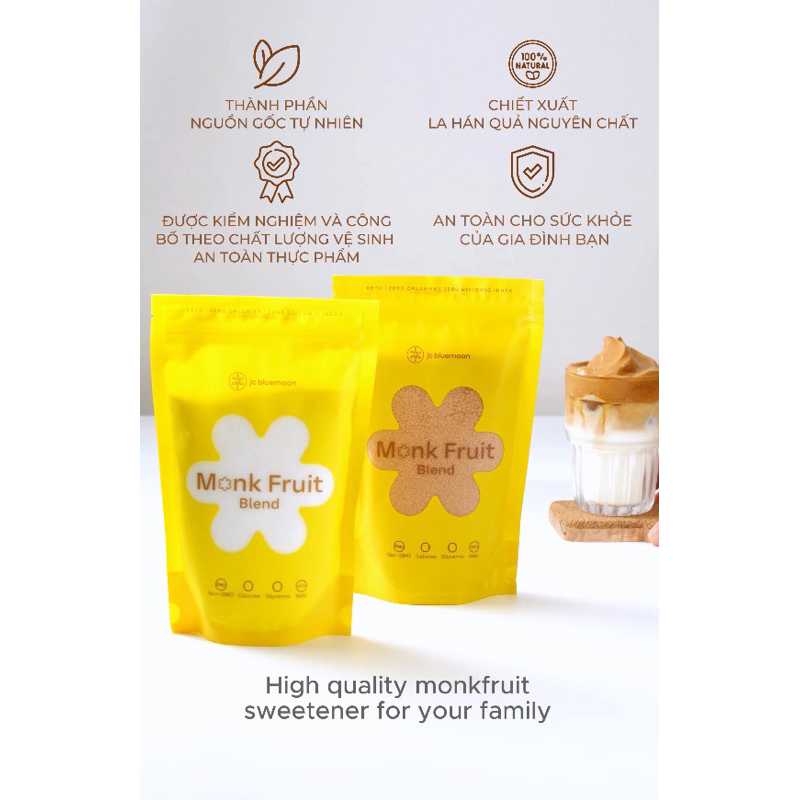 ✅Đường La Hán Quả 0 Calo JC BLUEMOON Monkfruit