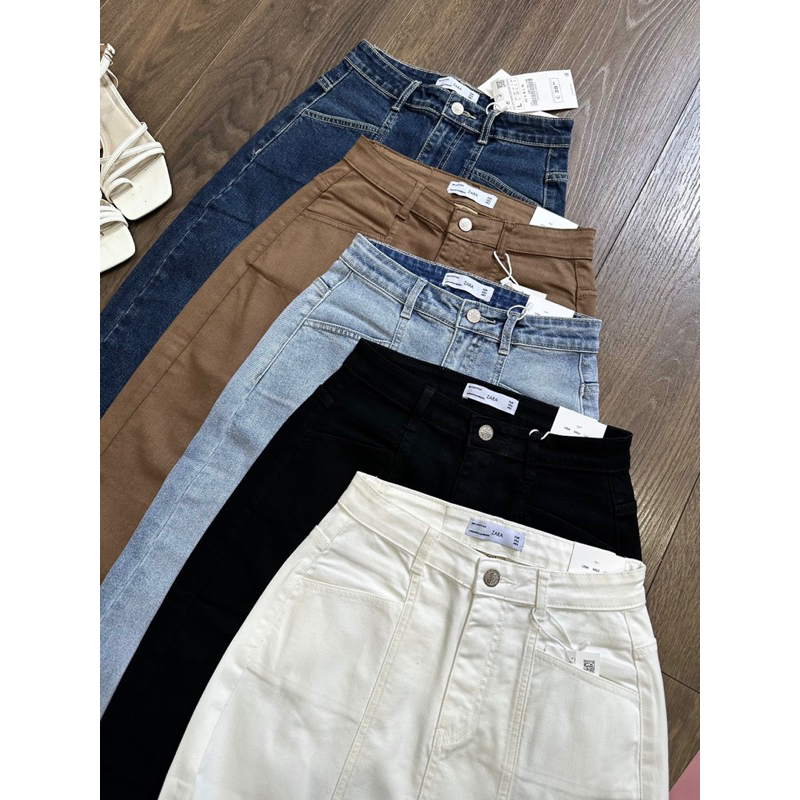 Chân váy midi gân xẻ trước ZR