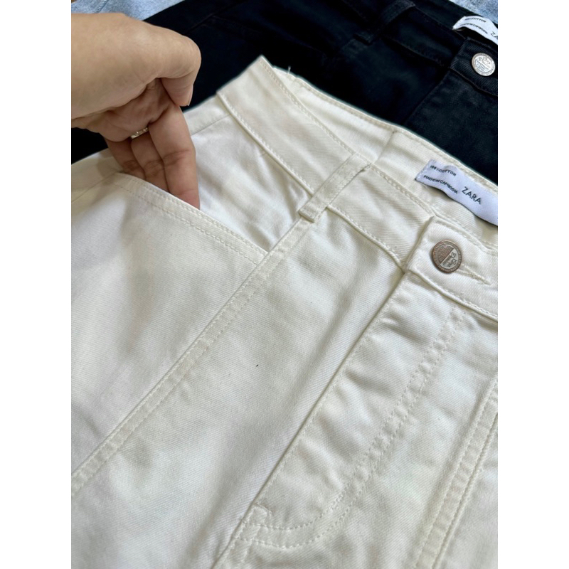 Chân váy midi gân xẻ trước ZR