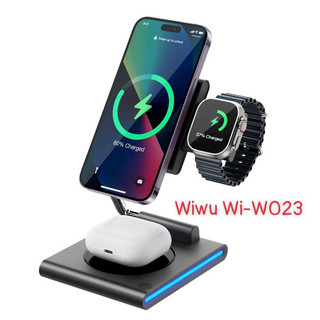 Đế sạc không dây 15w wiwu wi-w023 3in1 từ tính để bàn