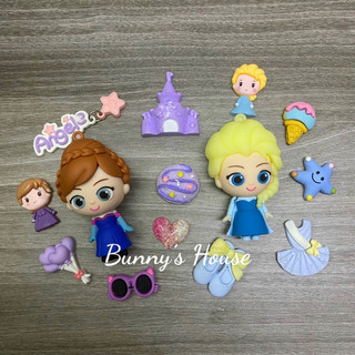 JIBBITZ, STICKER, SET CHARM ELSA ANNA GẮN DÉP SỤC, DÉP CROSS (ĐÃ GỒM NÚT GẮN)