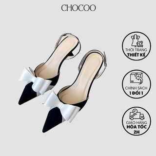Giày Cao Gót Bertie Slingback Pump Chất Liệu Cao Cấp Đính Nơ Ép Đá Sấng Trọng Thanh Lịch