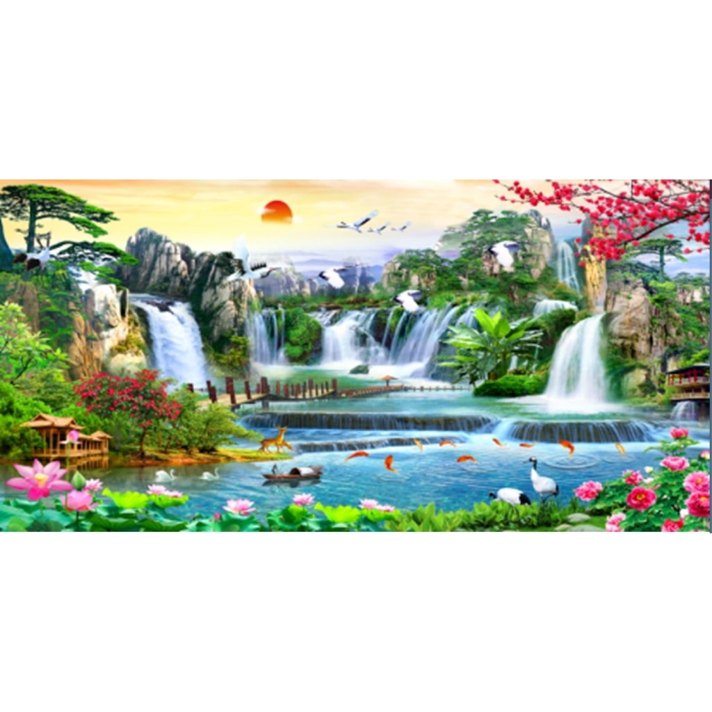 Tranh đính đá phong cảnh sơn thủy hữu tình y8238  y8239  y8240