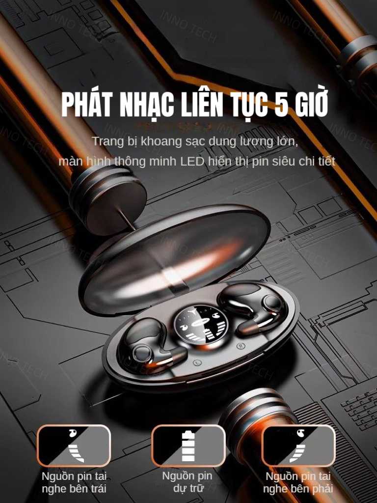 Tai Nghe Bluetooth Tai Nghe Nhét Tai Vô Hình Siêu Mỏng Không Để Lộ, Nghe Liên Tục 5 Tiếng, Công Nghệ IPX5 Chống Nước