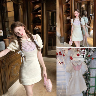ĐẦM ĐEN CỔ SEN PHỐI REN TRẮNG ĐÍNH NƠ TAY PHỒNG 🌺