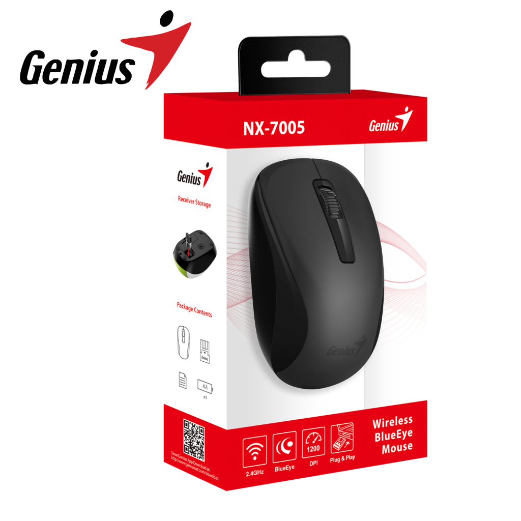 Chuột Không Dây Wireless Genius NX-7005 3 Mức DPI 800, 1200, 1600  - Hàng Chính Hãng