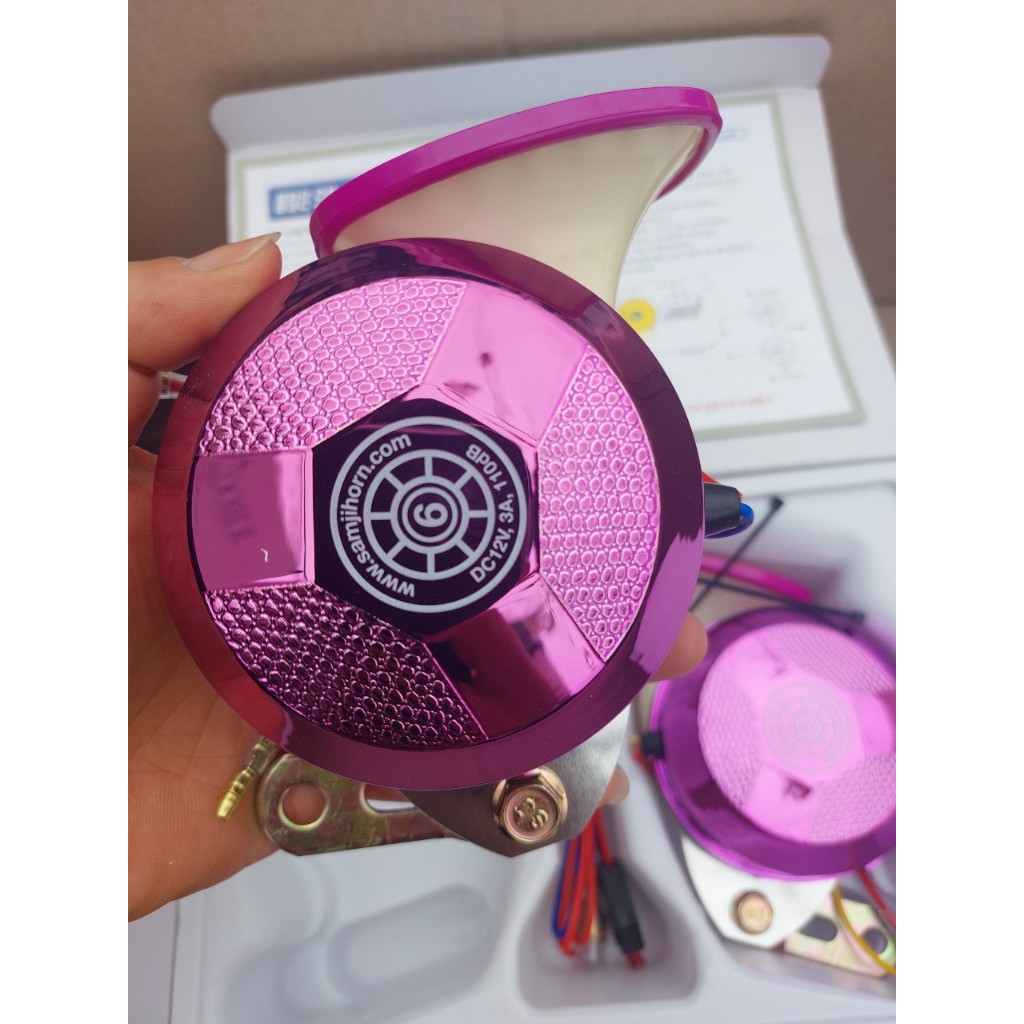 Bộ còi ngân ô tô Samji Hàn Quốc 6 tiếng.Còi ngân tím 12v 24v