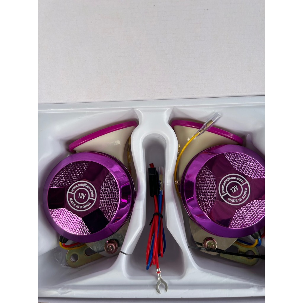 Bộ còi ngân ô tô Samji Hàn Quốc 6 tiếng.Còi ngân tím 12v 24v