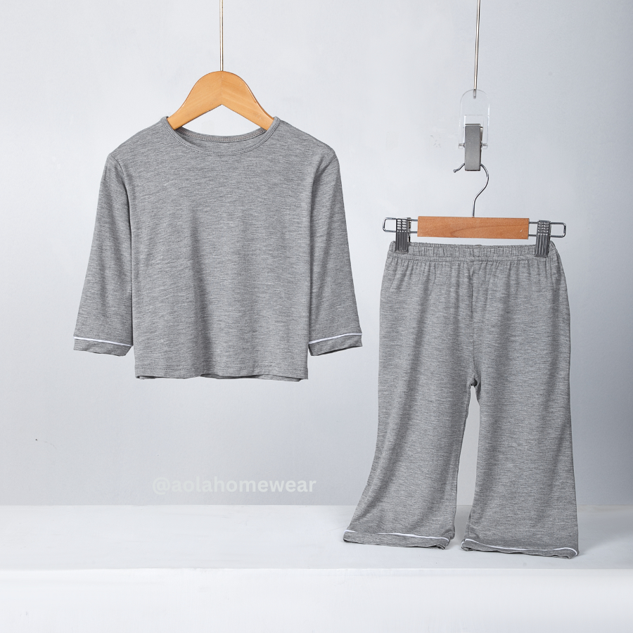 Bộ dài tay cho bé vải thun modal siêu mềm mát Áo Lá Homewear A048, pijama cho bé mặc ngủ vải sợi sồi