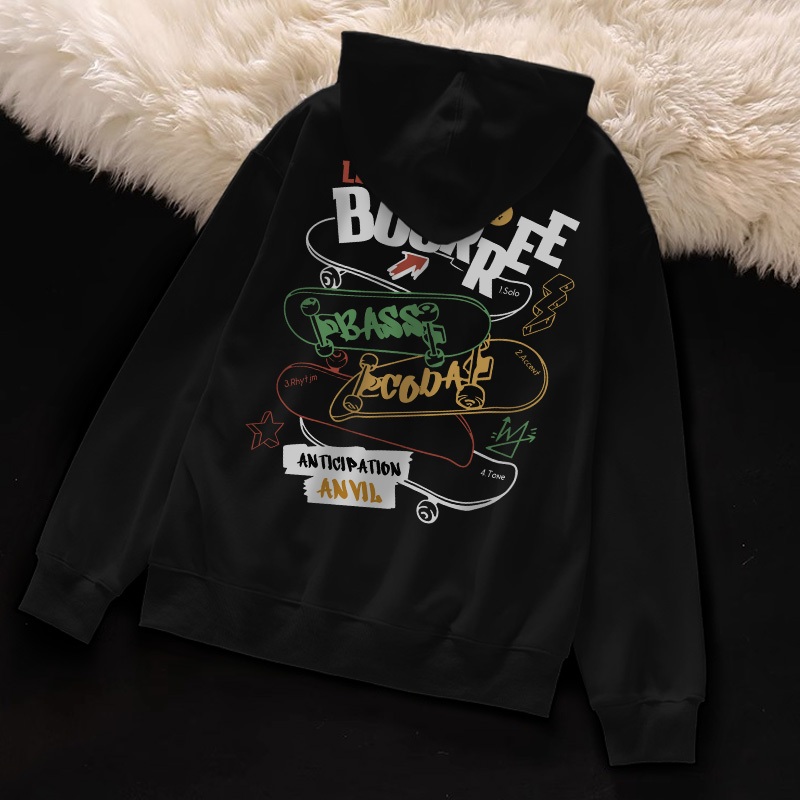 Áo nỉ nữ Đen có mũ bigsize Y0469 Hoodie unisex local brand ngầu vintage bản in vui vẻ CLOT