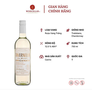 Vang trắng Ý Tavernello Organico Trebbiano Chardonnay Rubicone 750ml nhập khẩu chính hãng