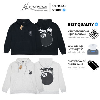 Áo Hoodie Zip Stussy 8 BALL - Áo khoác dây kéo chất Cotton nỉ bông mịn nặng ~700gram