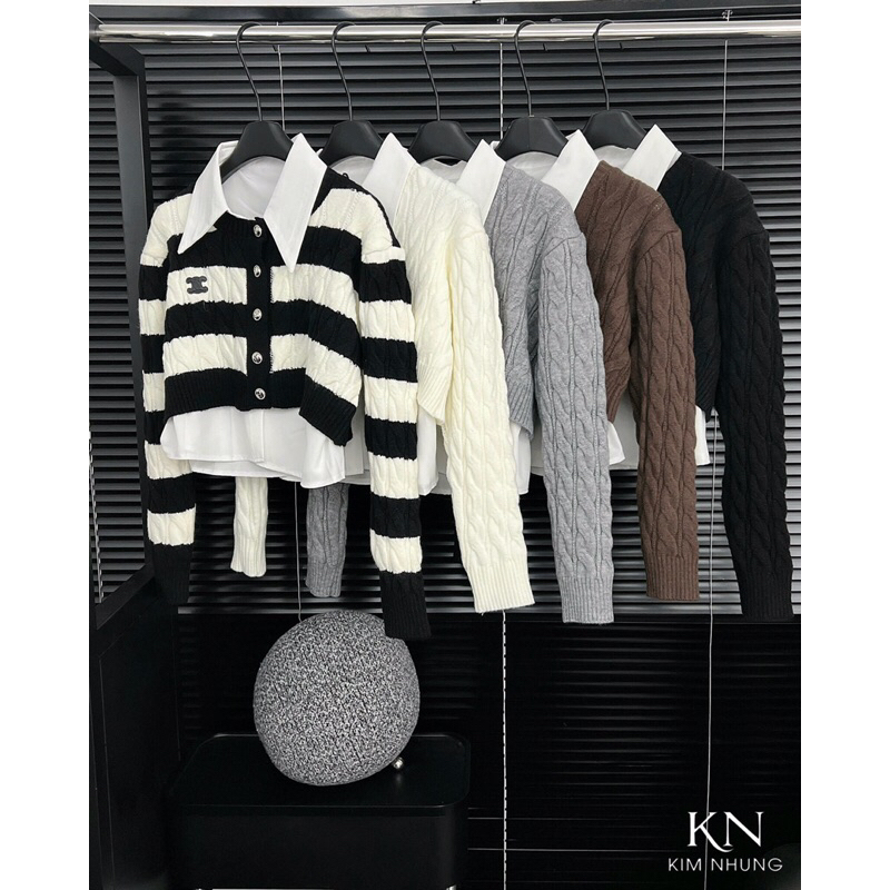 Set áo len Cei line mix áo sơmi rời