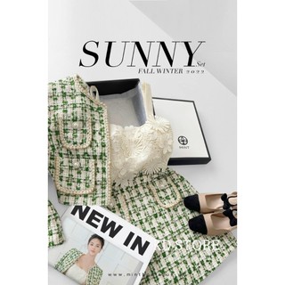 Set váy dạ xanh ren hoa