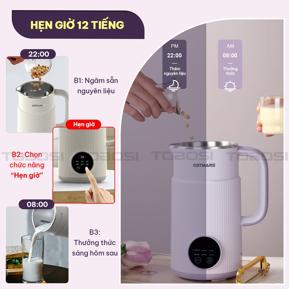 Máy Làm Sữa Hạt OSTMARS Chính Hãng 800ml – BẢN TIẾNG VIỆT 10 Lưỡi - BH 12 THÁNG