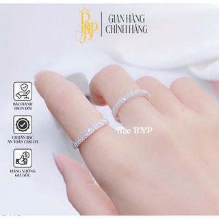 Nhẫn 2 hàng đá BNP bạc ta dày dặn ,phù hợp mọi lứa tuổi.