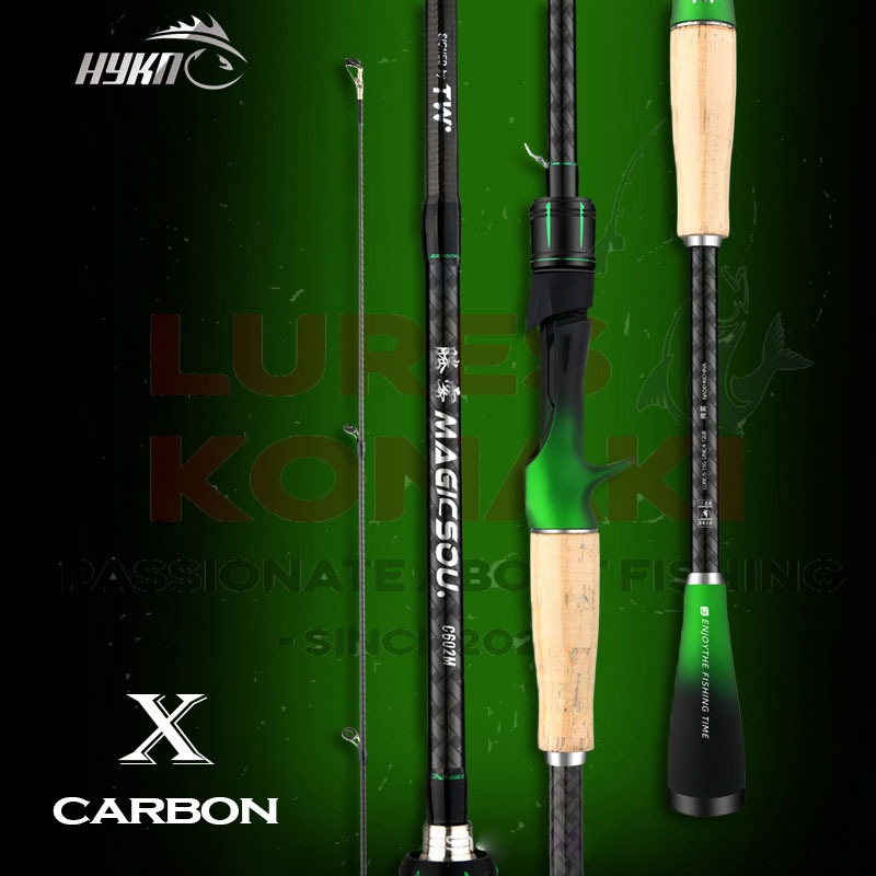 Cần câu lure Carbon Magicsou màu sắc siêu đẹp KONAKILURES cần câu lure chất liệu carbon xoắn, đầu bu chống xoắn cao cấp