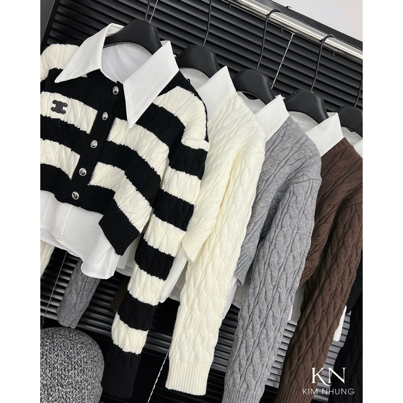 Set áo len Cei line mix áo sơmi rời