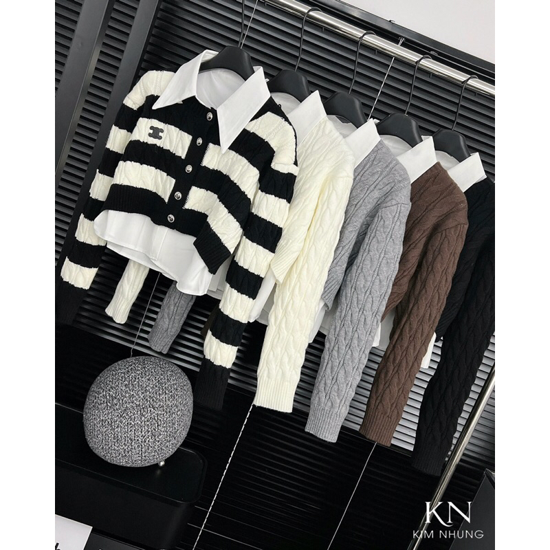 Set áo len Cei line mix áo sơmi rời