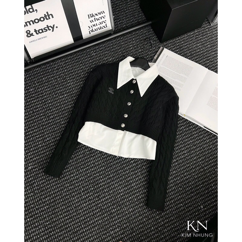 Set áo len Cei line mix áo sơmi rời