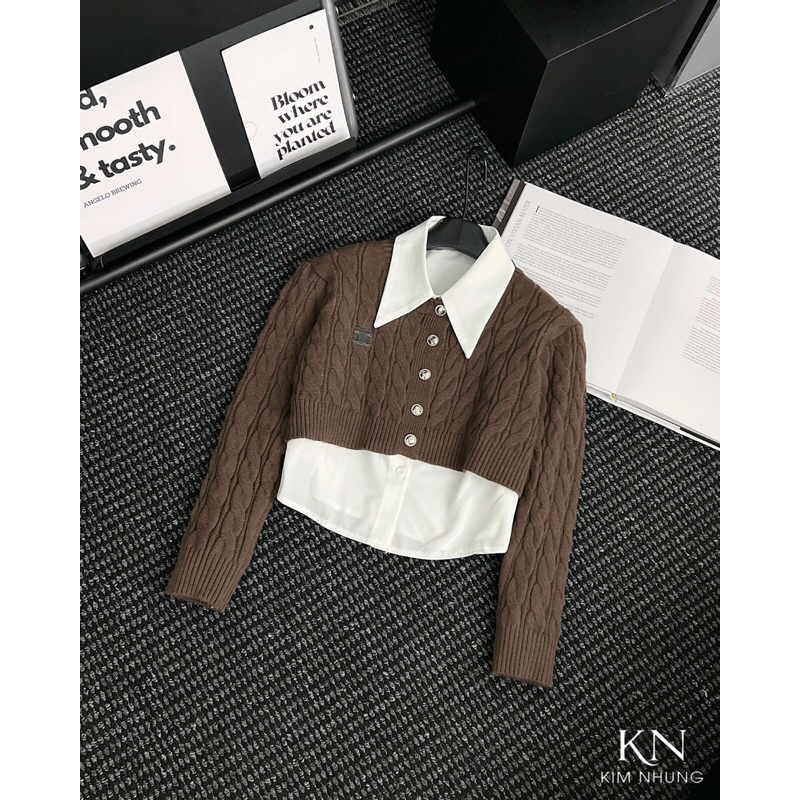 Set áo len Cei line mix áo sơmi rời