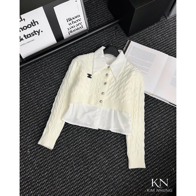 Set áo len Cei line mix áo sơmi rời