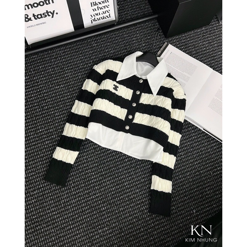 Set áo len Cei line mix áo sơmi rời