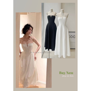 [Ka im Kim] Đầm Dây Xẻ V Form Xoè Phồng Tự Nhiên - Cực Xinh