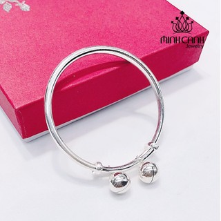 Lắc Bạc Trẻ Em Dạng Trơn Điều Chỉnh Size 2 Chuông Bạc - Minh Canh Jewelry