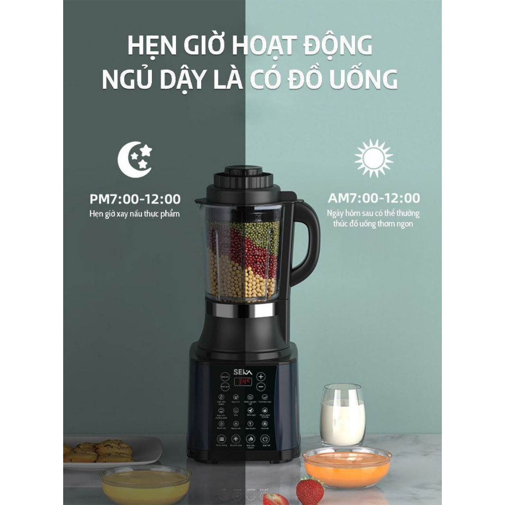 Máy làm sữa hạt SEKA E400 1.7L - 14 chức năng, bảo hành 12 tháng - Máy xay sinh tố Seka