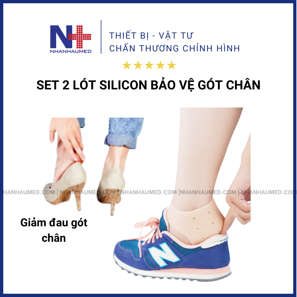 Set 2 Lót Gót Da Silicon Giày Nữ Bị Rộng, Lót Gót Chân Silicon Chống Đau Gót Chân, Lót Giày Silicon Chống Đau Gót Chân