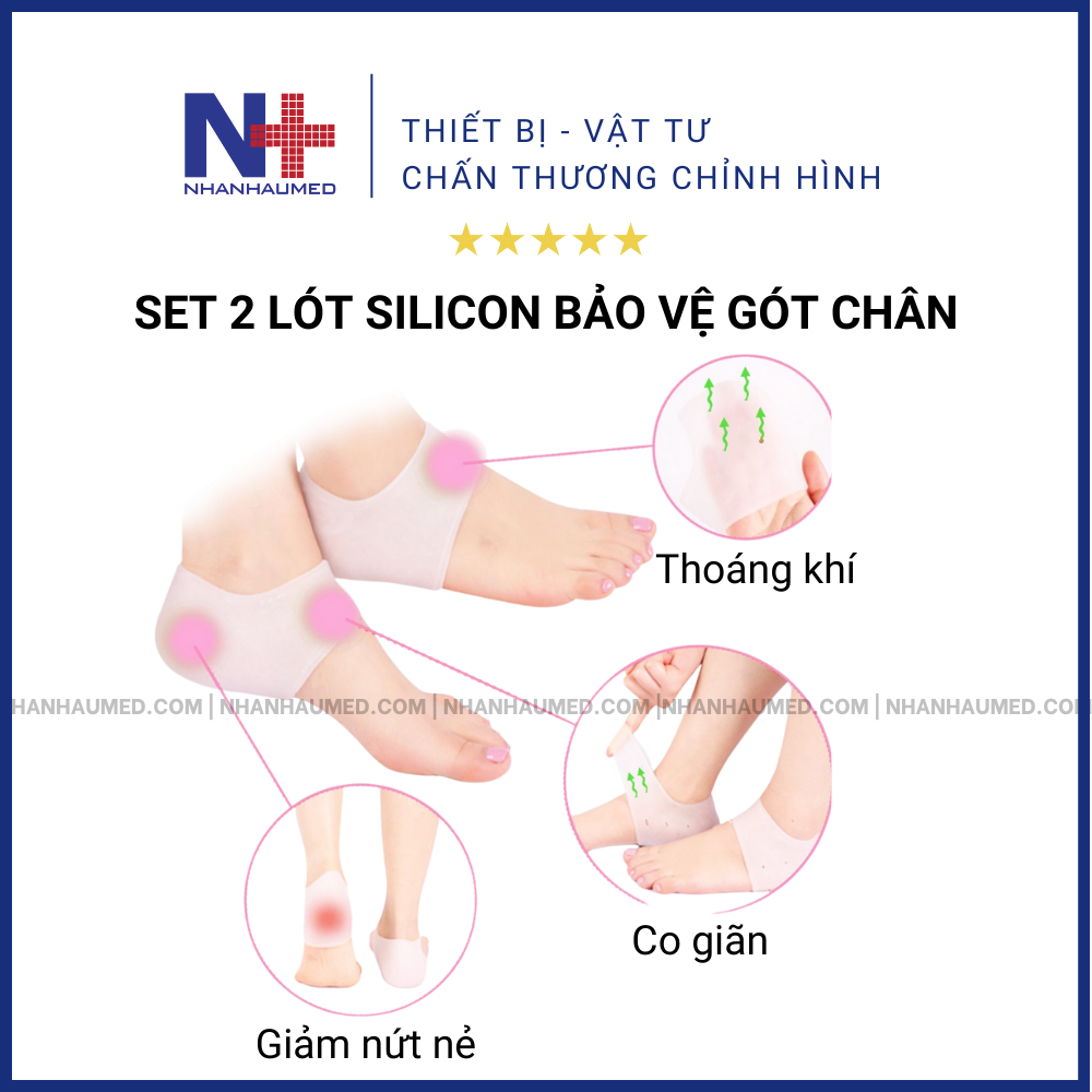 Set 2 Lót Gót Da Silicon Giày Nữ Bị Rộng, Lót Gót Chân Silicon Chống Đau Gót Chân, Lót Giày Silicon Chống Đau Gót Chân