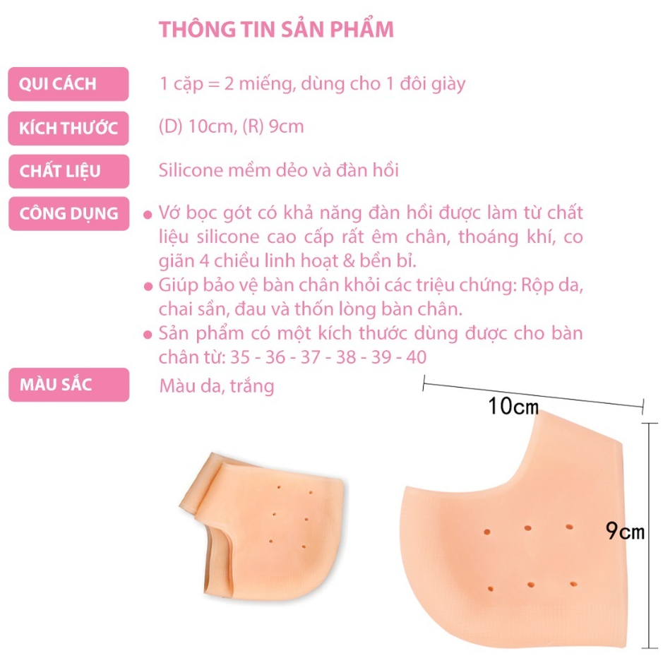 Set 2 Lót Gót Da Silicon Giày Nữ Bị Rộng, Lót Gót Chân Silicon Chống Đau Gót Chân, Lót Giày Silicon Chống Đau Gót Chân