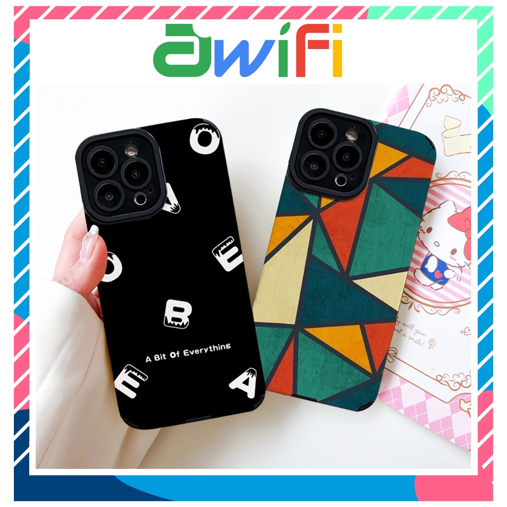 Ốp lưng iphone da in hoạ tiết tam giác 6/6s/6plus/7plus/8plus/x/xs/xsmax/11/12/13/14/pro/max/promax - Awifi Case F5-11