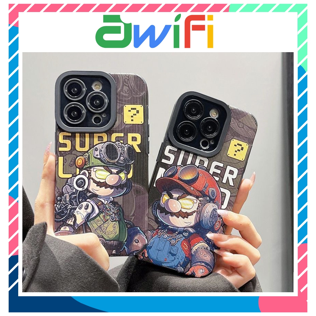 Ốp lưng iphone da in hoạ tiết su.per ma.ri.o 6/6s/6plus/7plus/8plus/x/xs/xsmax/11/12/13/14/pro/max/promax - Awifi Q4-15