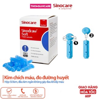 Kim chích máu Sinodraw Soft đo đường huyết sinocare, đo tiểu đường - Hộp Thomsoncare