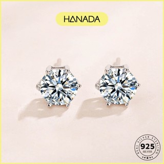 Bông Tai Bạc 925 HANADA Chuôi Vặn 6 Chấu Dày Dặn Đá CZ 6A Chuẩn 120 Lát Cắt Siêu Lấp Lánh Không ố 6 Chấu Vặn 0927 D7