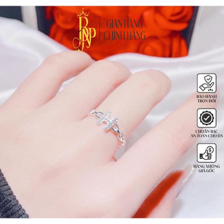 Nhẫn chữ H viền xích BNP bạc ta cá tính