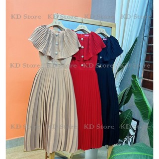 Váy dập ly phủ vai