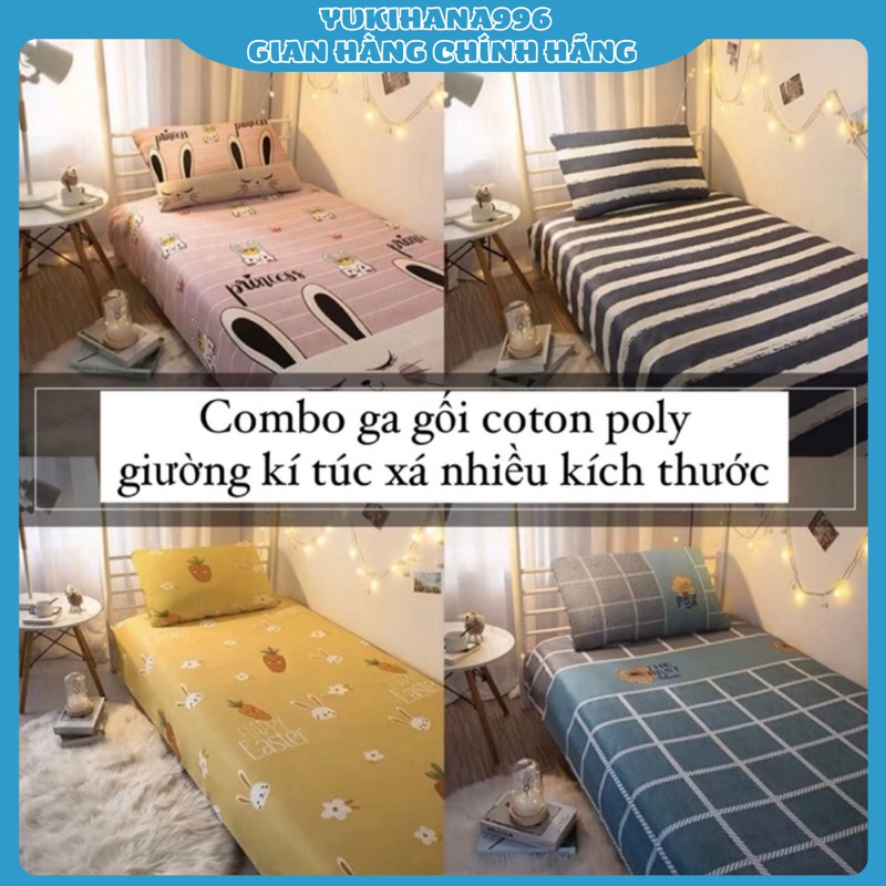 Combo ga gối cotton poly giường ký túc xá