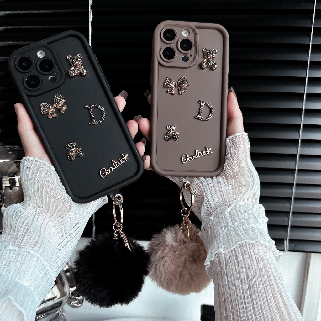 Ốp lưng iphone SILICON BVC  GOOD LUCK KÈM CỤC BÔNG  7P/8p/x/xs max/11/11promax/12PROMAX/13PROMAX/14prm,Anh Ga Case