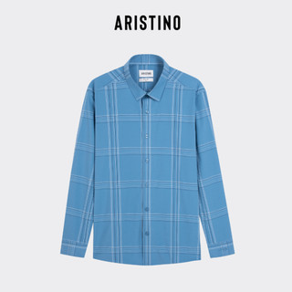  Áo sơ mi nam Aristino phom slimfit, thiết kế tà lượn, họa tiết xanh kẻ lịch lãm, sang trọng - ALS08003