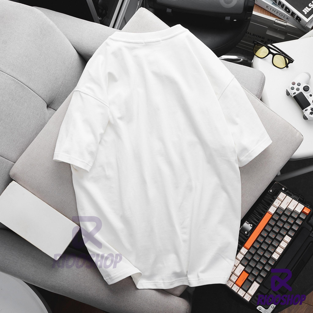 Áo thun nam nữ tay lỡ, áo phông form rộng thiết kế đơn giản trắng, đen, oversize RIOOSHOP RTO012