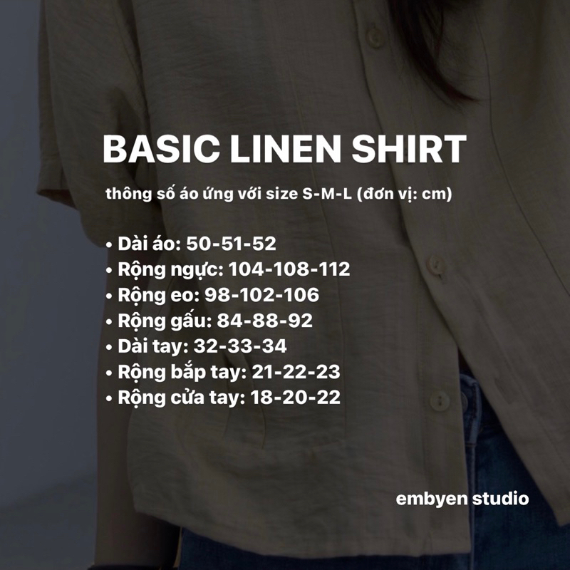 [HÀNG CÓ SẴN] Áo sơmi Basic Linen tay ngắn, bo nhẹ vạt áo | BigBuy360 - bigbuy360.vn